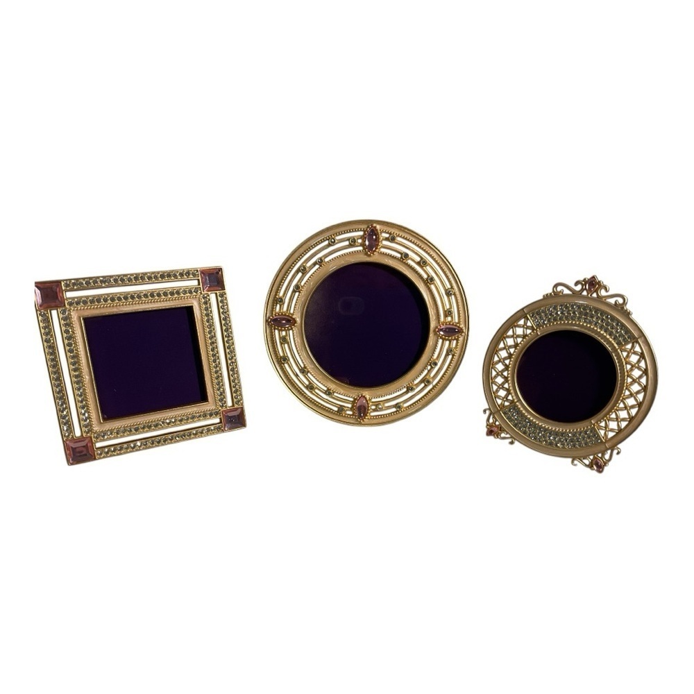 Vintage Style Gold Pink Princess Picture Frames Set of 3